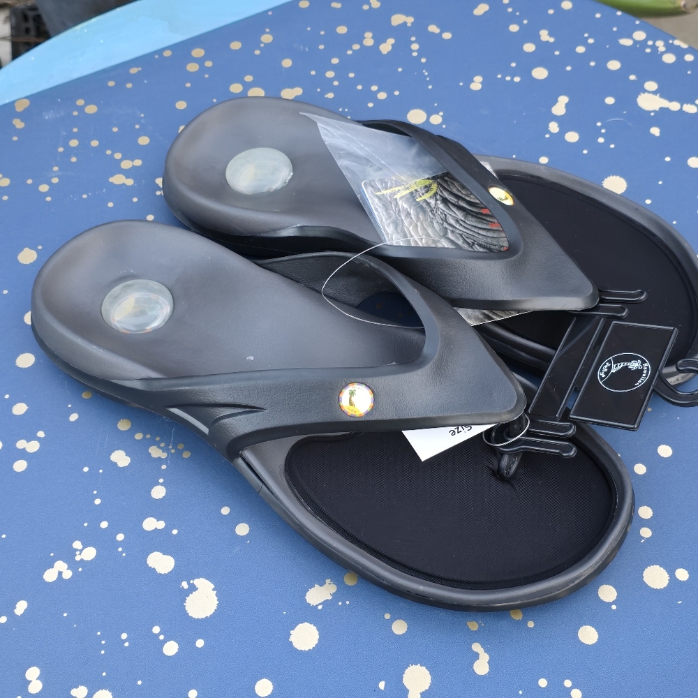 Hawaiian Jellys Pool Black Flip Flop Sandals Men's Sz 12